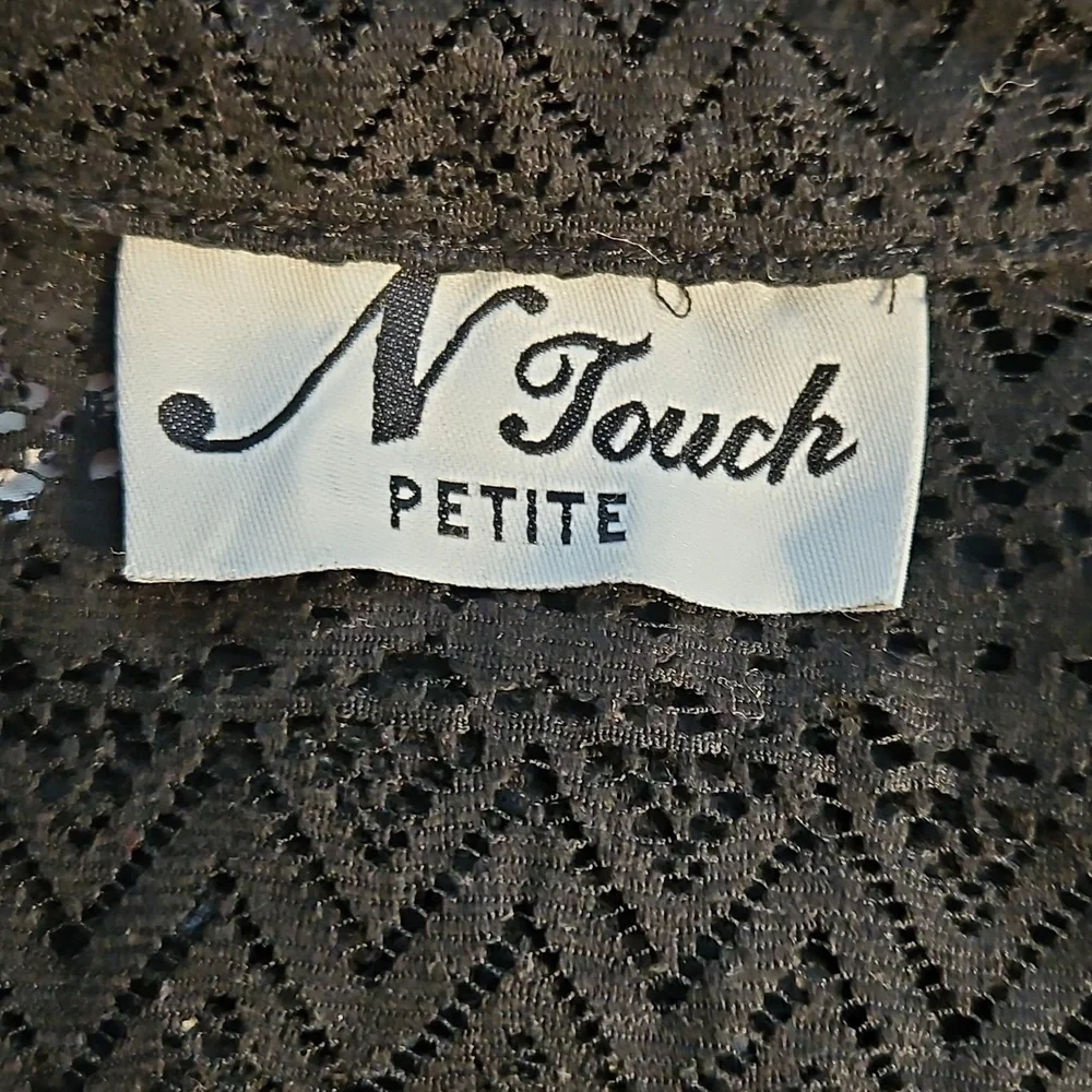 N Touch Black Lace Patchwork Top Women's Medium Button Up Flare Sleeves Goth Alt